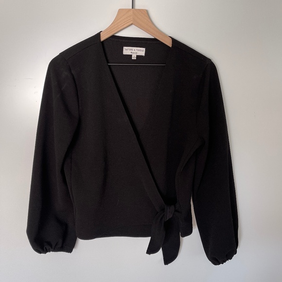 Madewell Texture & Thread Crepe Wrap Top Blouse Size Medium - Picture 3 of 7